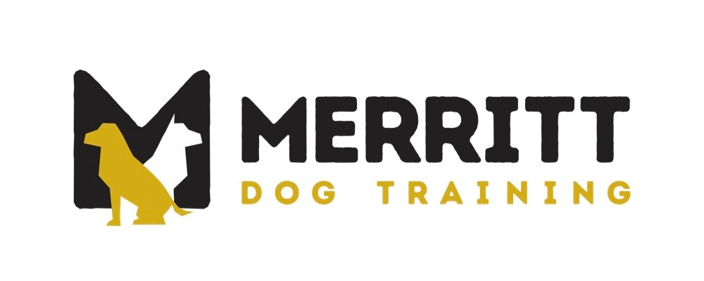 image of the Merritt Dog Training logo in black, yellow and white